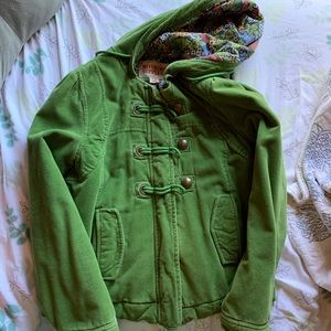 Mossimo Green Winter Jacket with Brass Hardware